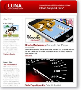 Luna produces a monthly online web design newsletter