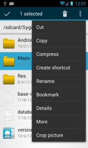 OI File Manager Menu