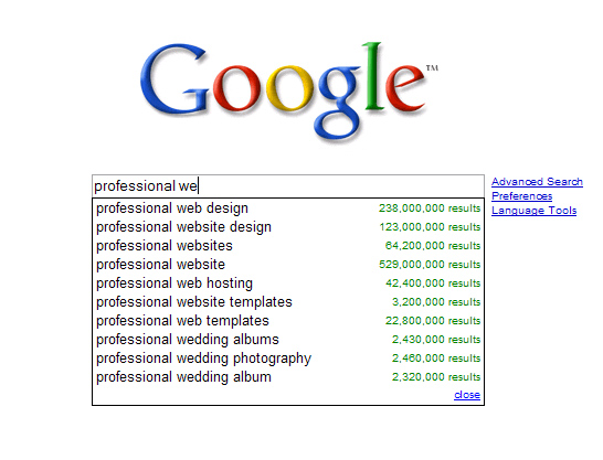 Google Auto-Complete w/ Result Count